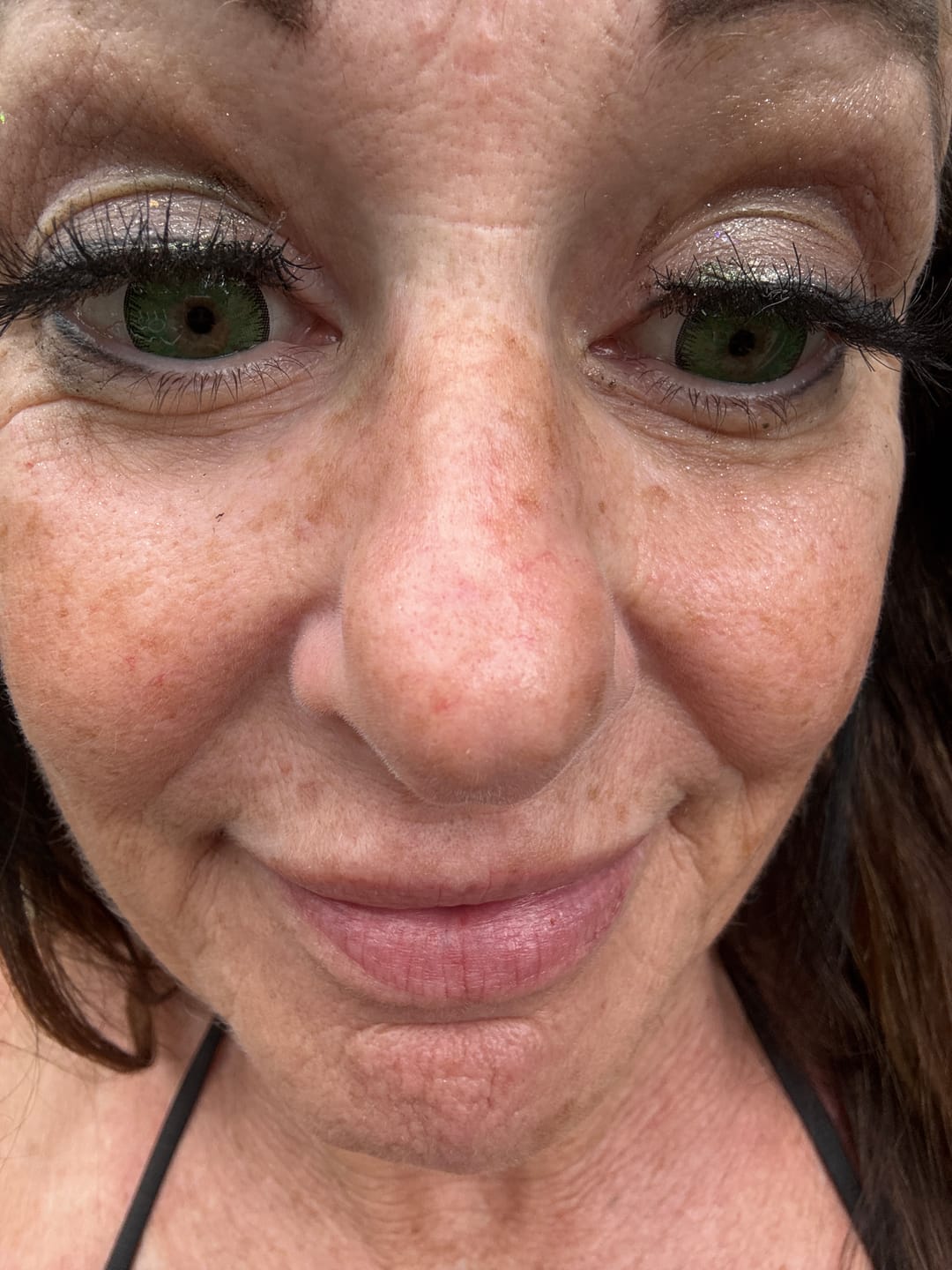Customer photo review of Perla Green Prescription Colored Contact Lenses