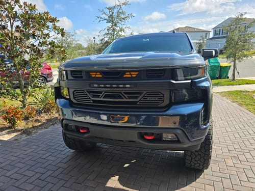 Customer photo review of Armor Front Grille W/ Off-Road Lights & Amber Lights - Matte Black For 2019-2021 Chevy Silverado 1500 | In Stock On Dec. 5