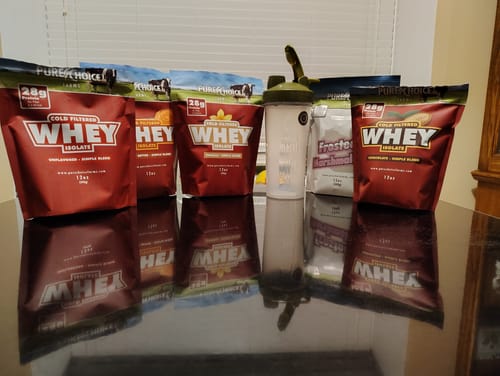 Customer photo review of Whey Protein Isolate Flight   Try all 5 flavors!