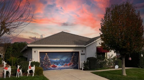 Customer photo review of Christmas New Year Holiday Celebration Traditional Family Winter Time Garage Door Wrap Cover Mural Decoration