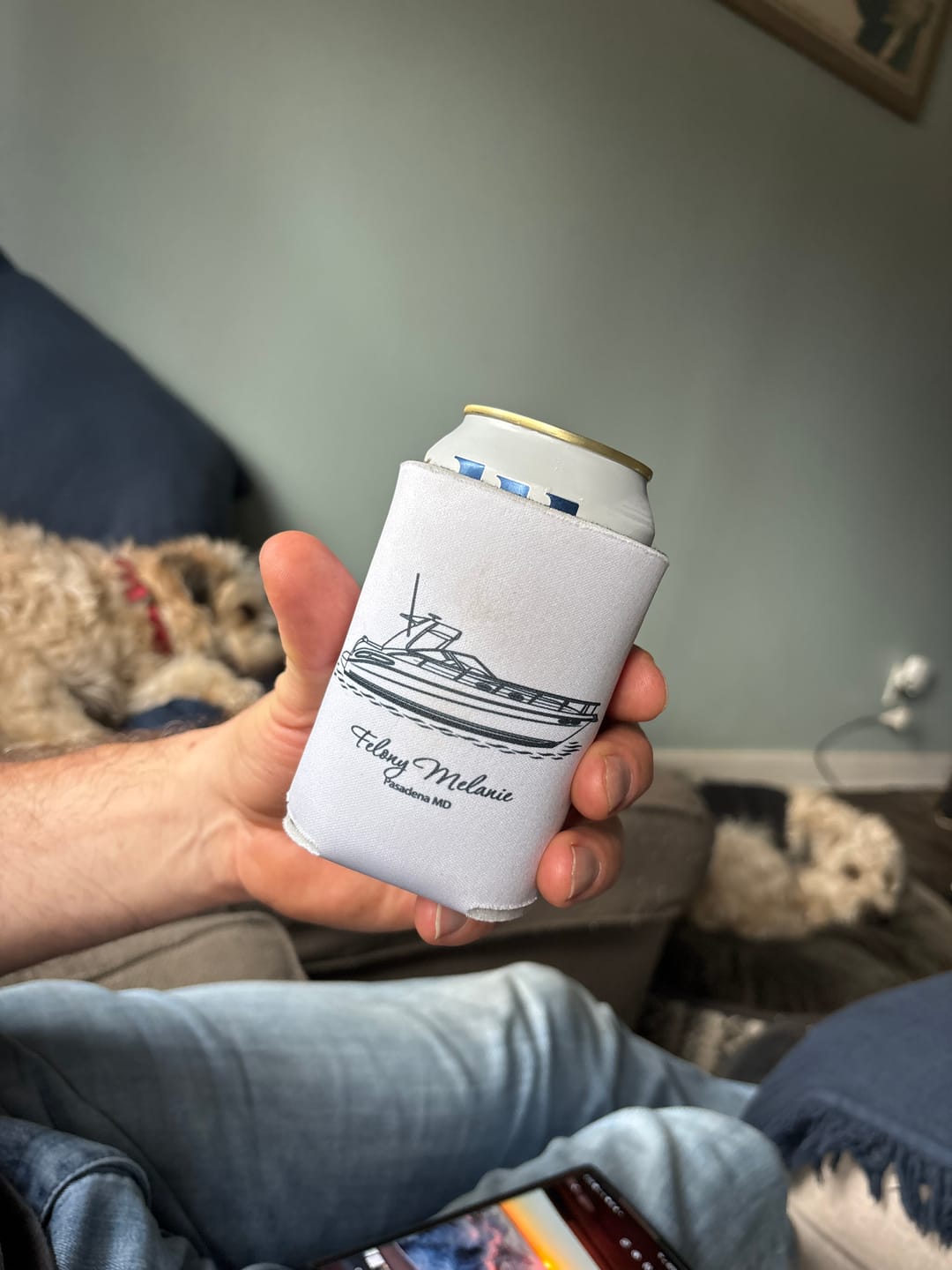 Customer photo review of Custom Boat Bottle Koozie