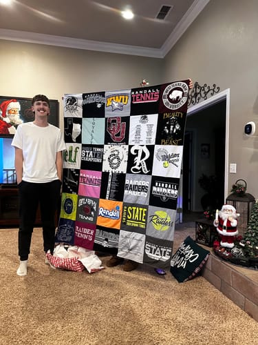 T-shirt quilt featuring randall raiders by Susan from TX
