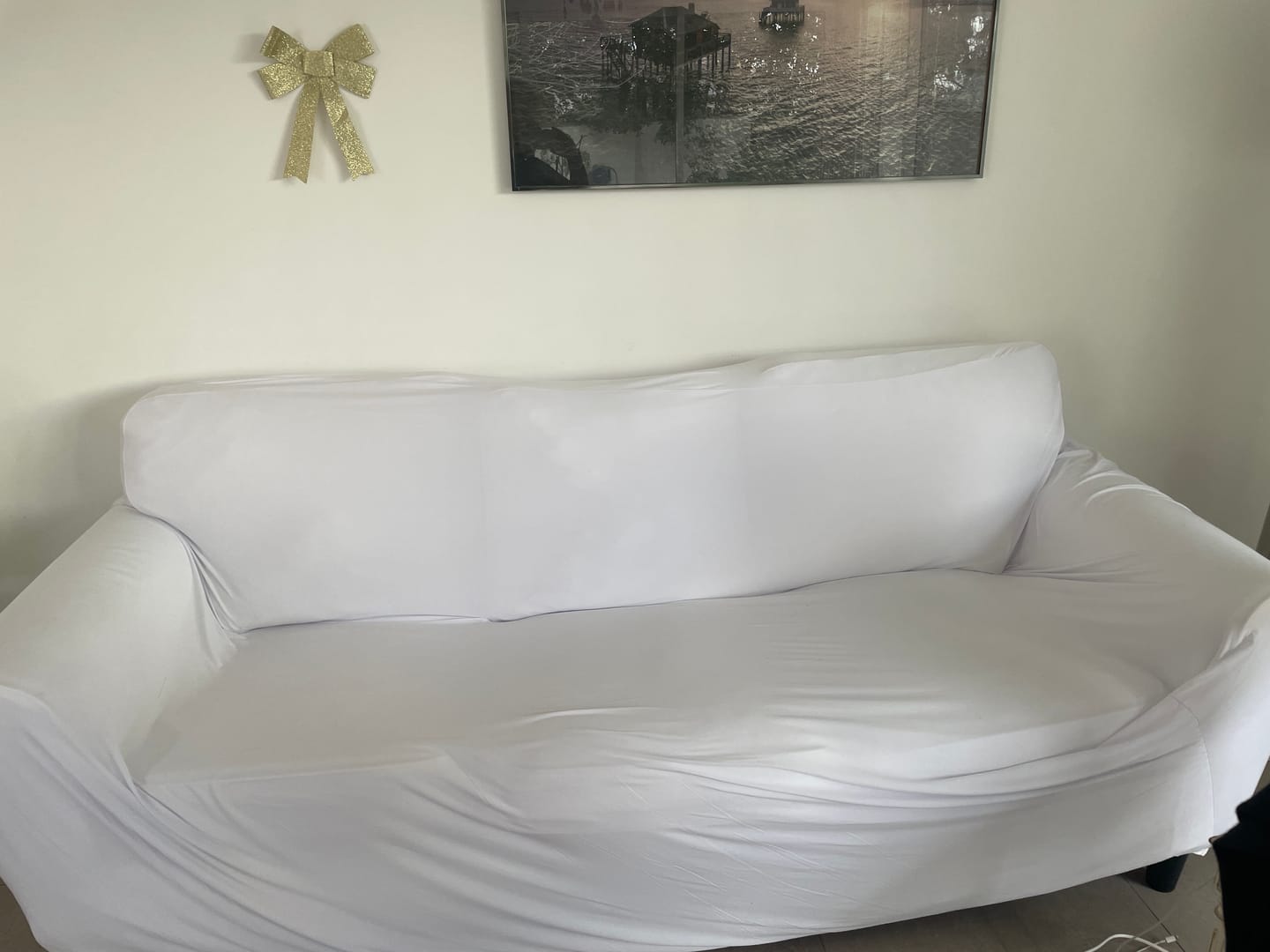 Customer photo review of Blanc - Housse de Canapé Extensible