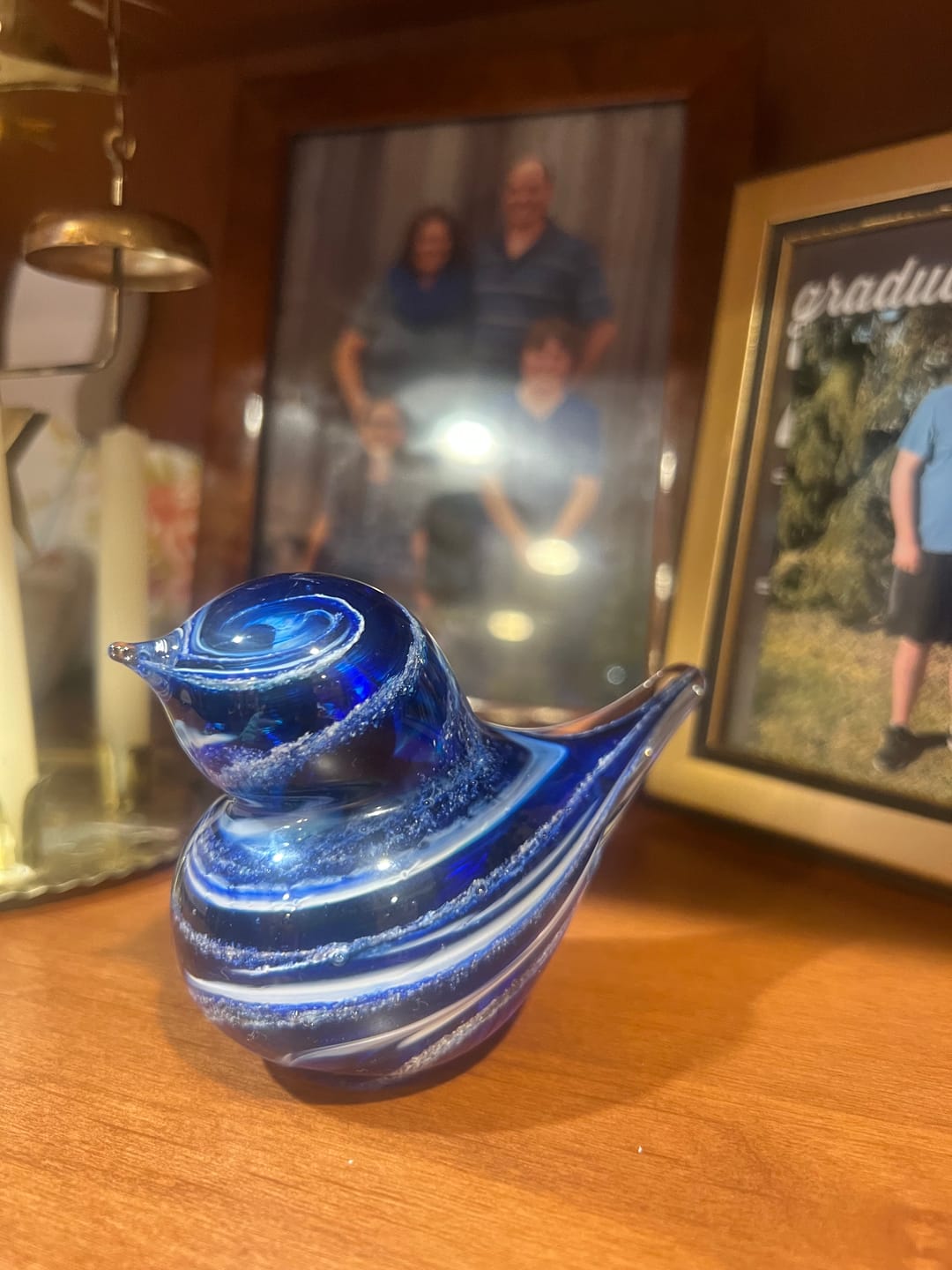 Customer photo review of Colorful Glass Birds with Cremation Ash