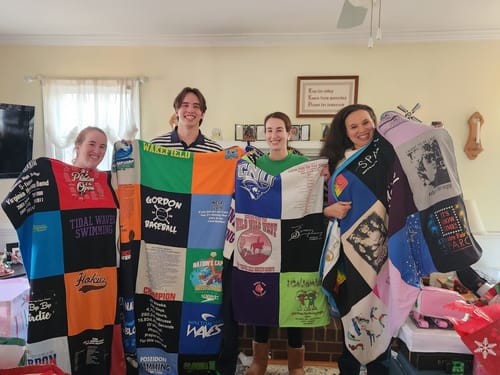 T-shirt quilt featuring gordon college basketball team by Karen from VA