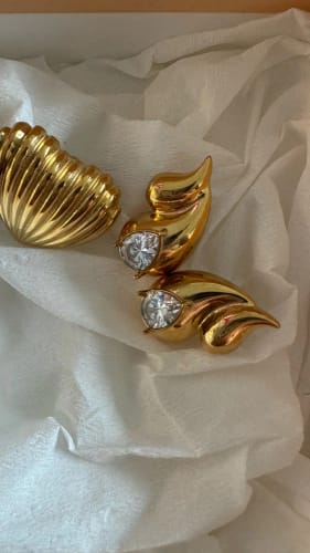 Customer photo review of Taylor Tear Drop Earrings