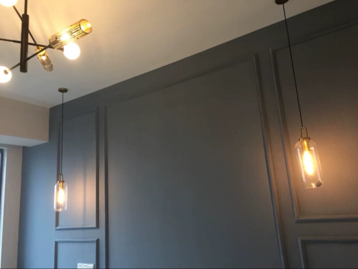 Customer photo review of Frosted Glass Swag Pendant Light