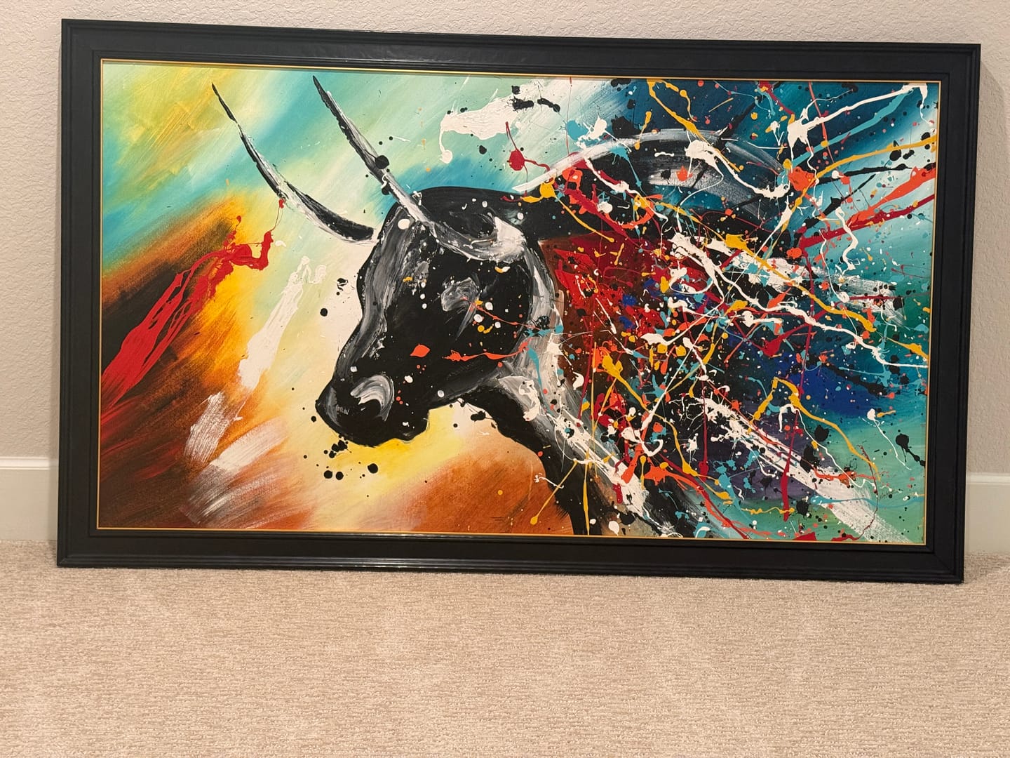 Customer photo review of Bull Painting Jackson Pollock style, LARGE ABSTRACT PAINTING