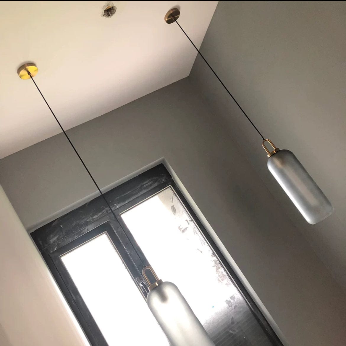 Customer photo review of Frosted Glass Swag Pendant Light