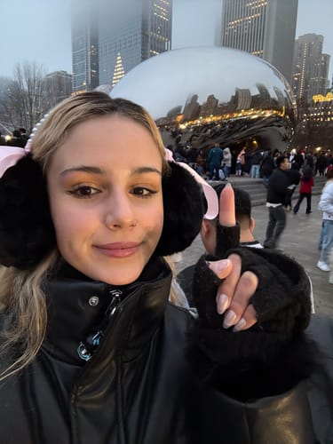 Customer photo review of Black Pink Bow Furry Warm Earmuffs