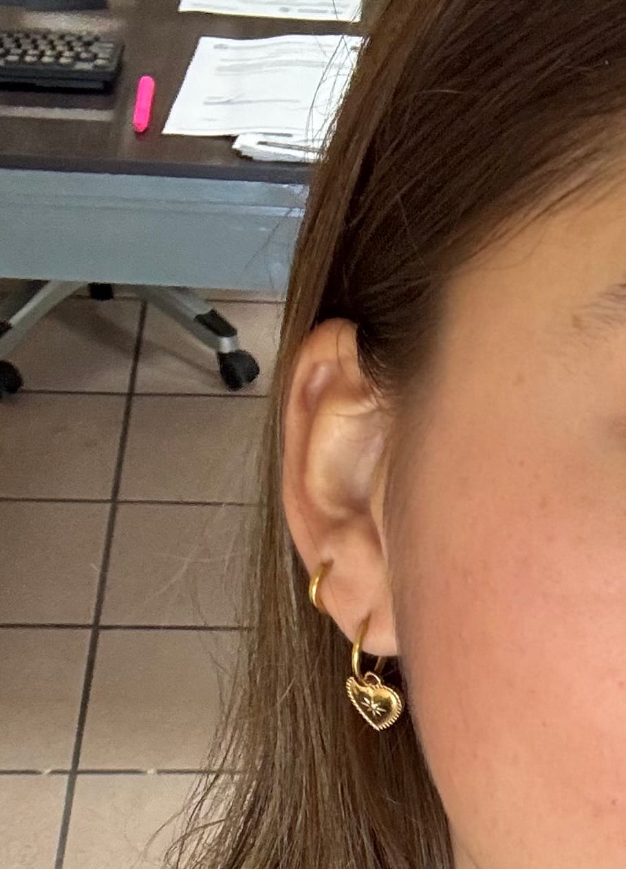 Customer photo review of Aretes Little Heart