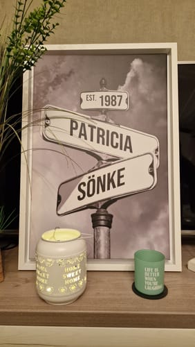 Customer photo review of Personalisierte Leinwand "Vintage Straßenschild für Paare"