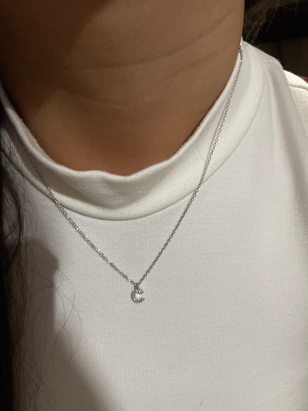 Customer photo review of Collar Plateado Inicial Zirconias