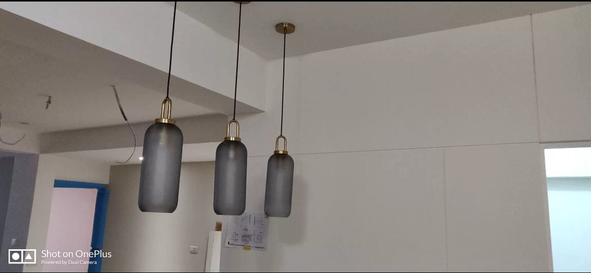 Customer photo review of Frosted Glass Swag Pendant Light