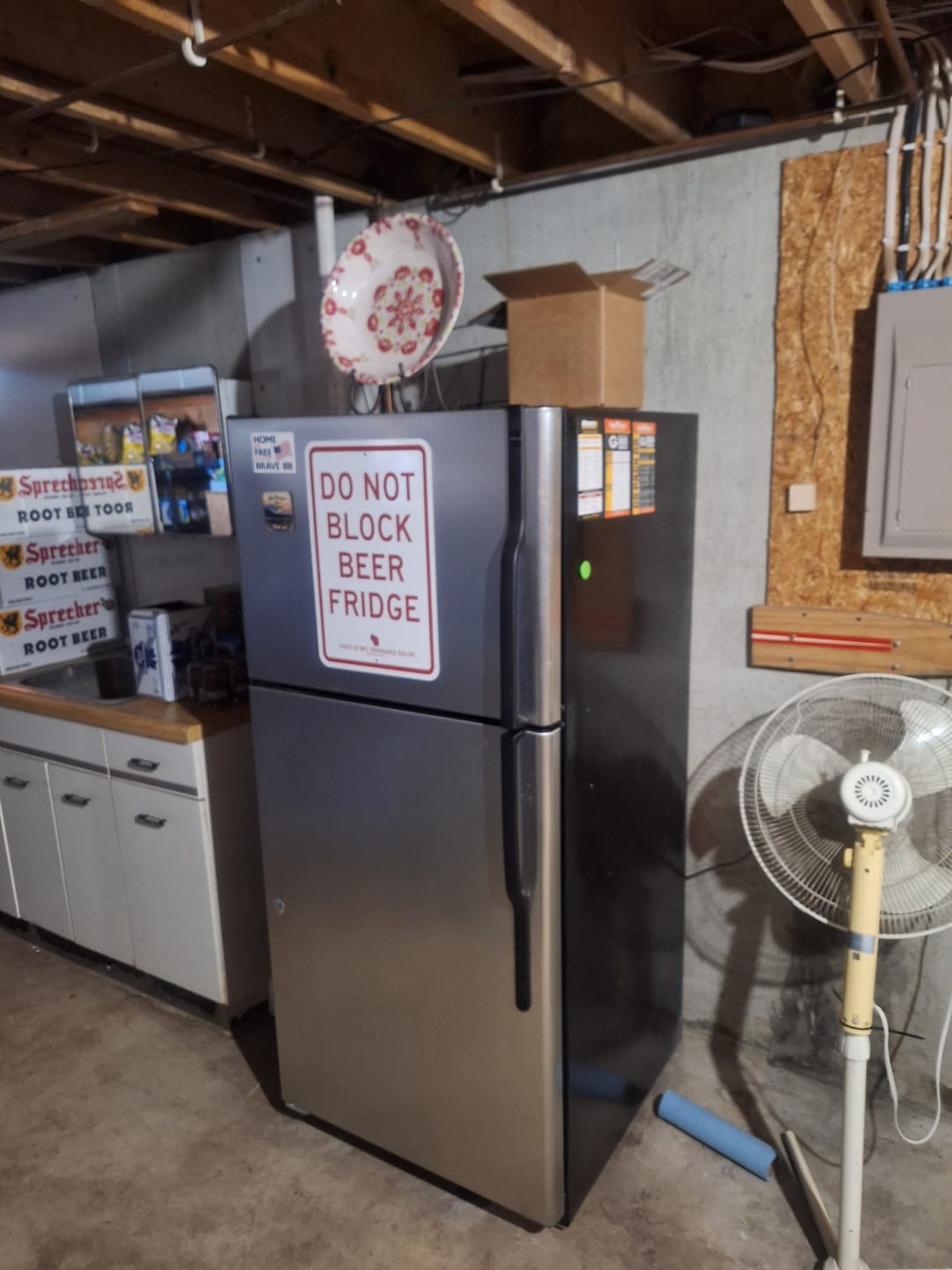 Customer photo review of "Do Not Block Beer Fridge" Street Sign