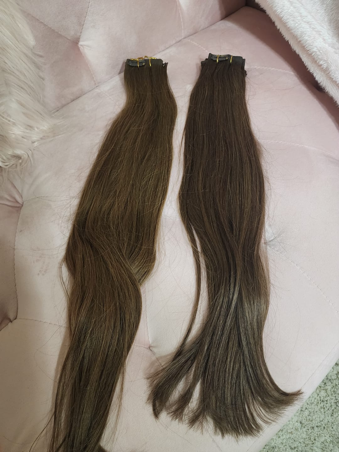 Customer photo review of Full Shine PU Seamless Clip in Extensions 100% Remy Human Hair 8 Pieces Brown (#4)