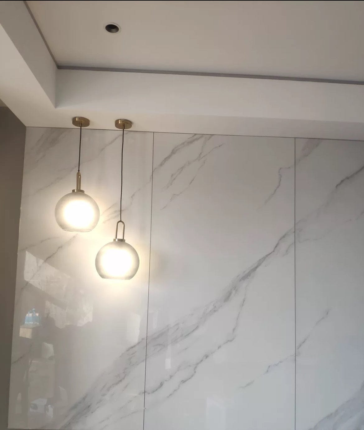 Customer photo review of Frosted Glass Swag Pendant Light