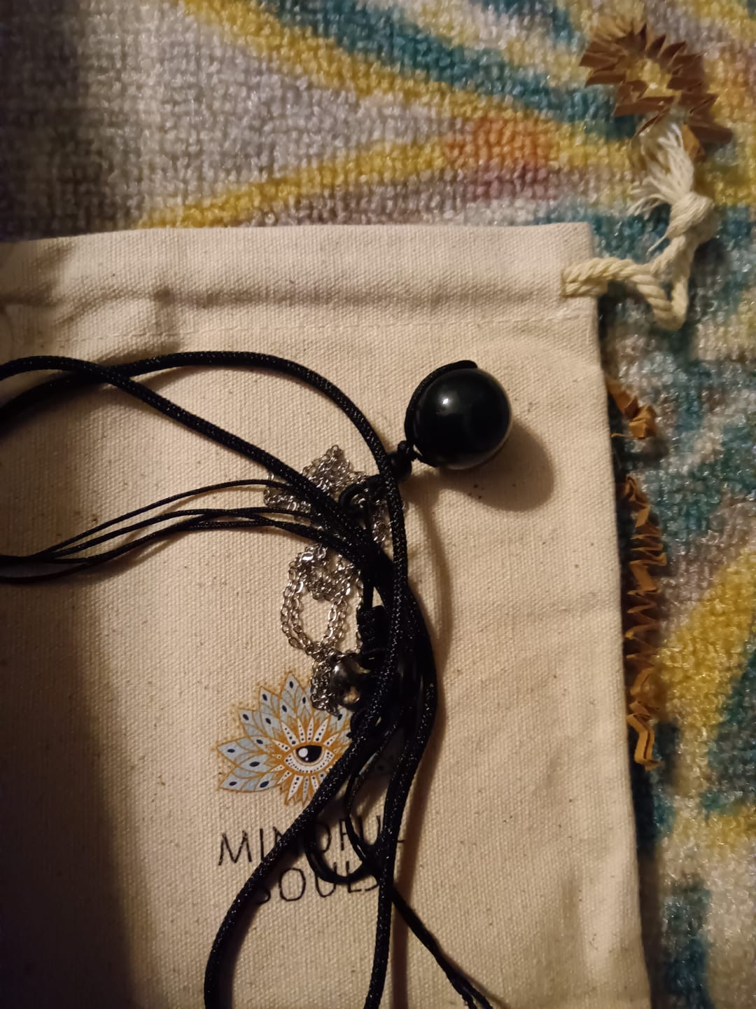 Customer photo review of Obsidian Stone Necklace