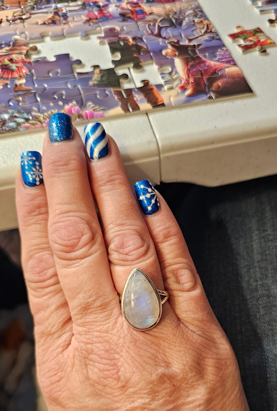 Customer photo review of Sterling Silver Teardrop Large Moonstone Ring