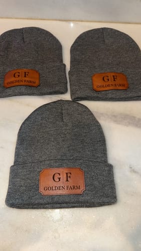 Customer photo review of Custom Leather Patch Beanie