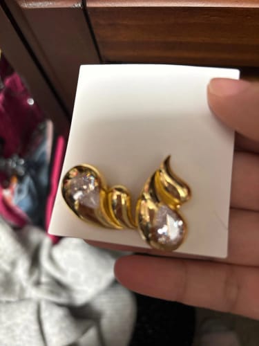 Customer photo review of Taylor Tear Drop Earrings