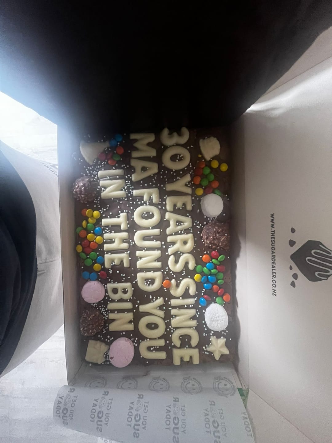 Customer photo review of Mega custom message birthday brownie