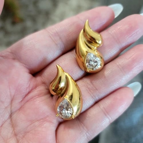 Customer photo review of Taylor Tear Drop Earrings
