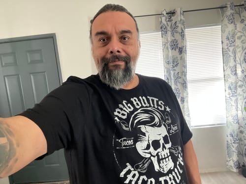 Customer photo review of Big Butts Taco Trucks How I Roll OG Greaser Tee