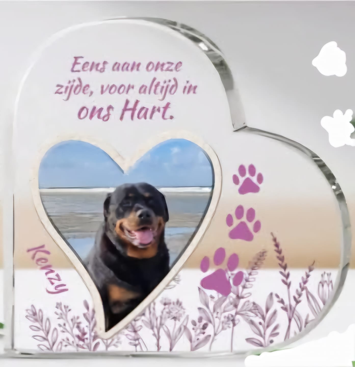 Customer photo review of Eens aan mijn zijde - Gepersonaliseerd glazen hart