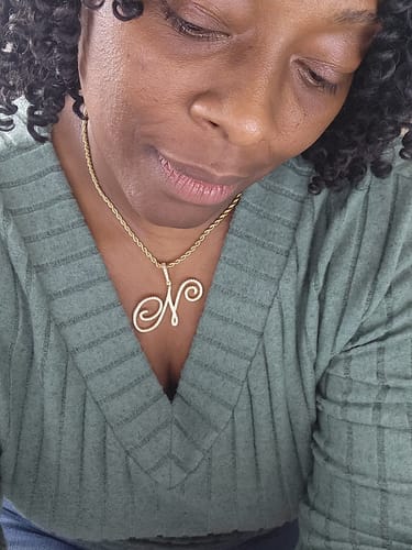 Customer photo review of Luxe Diamond Initial Necklace
