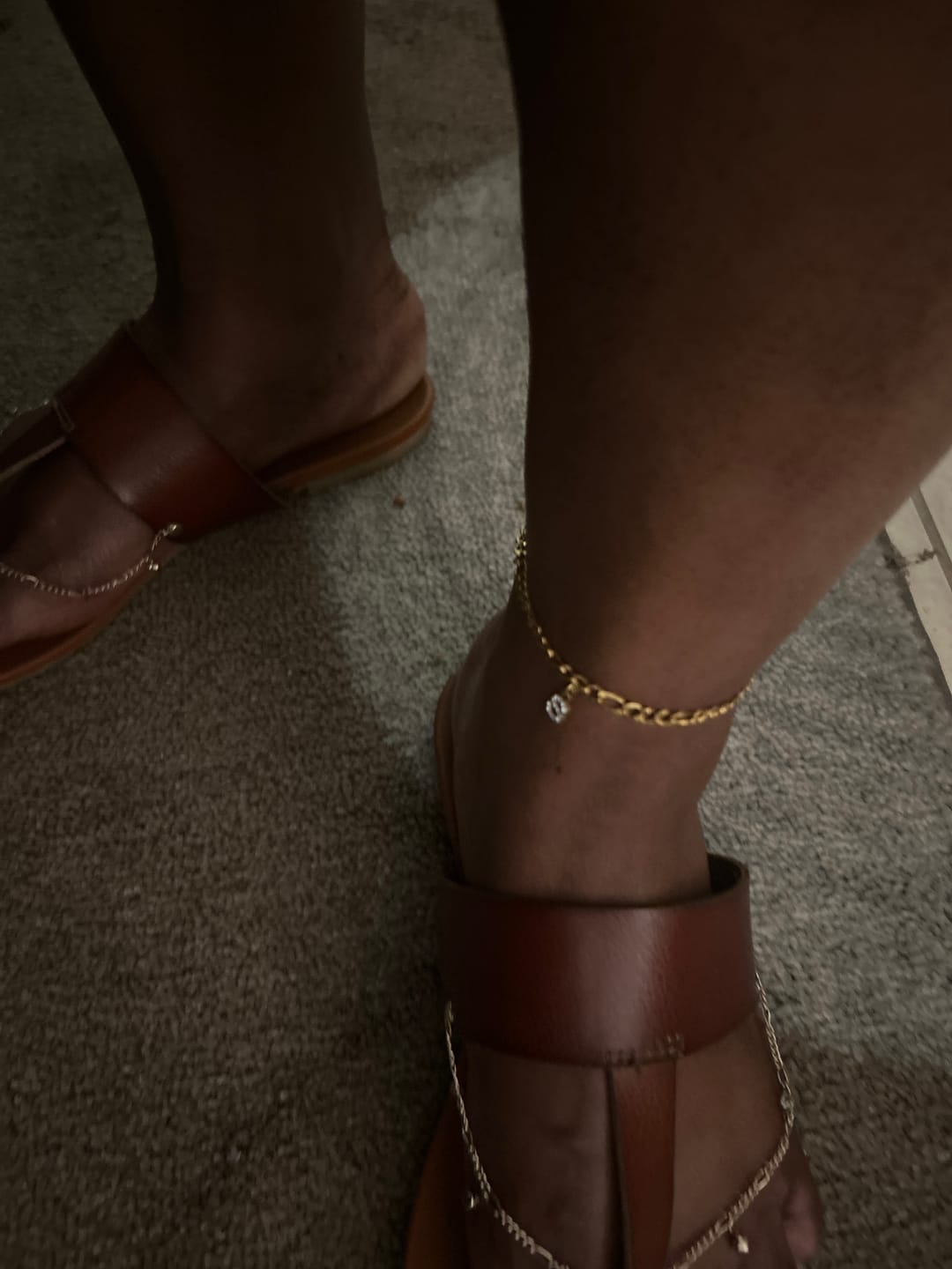 Customer photo review of Iced Letter Anklet w/ Figaro Chain