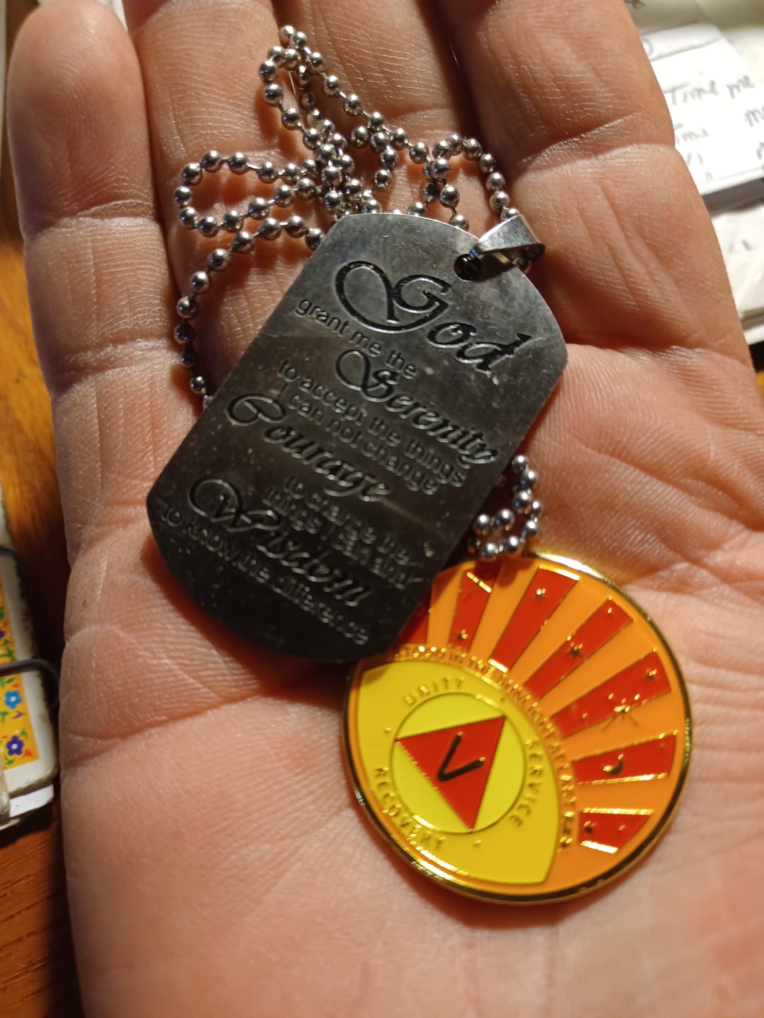 Customer photo review of 1 to 40 Year Stood in the Sunlight Specialty AA Recovery Medallion - Tri-Plated Chip/Coin