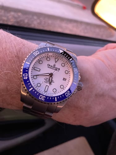 Customer photo review of Oceaneva Deep Marine Explorer II Titanium Watch with White Dial