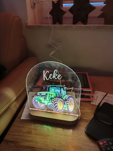 Customer photo review of Traktor Nachtlicht mit eigenem Namen