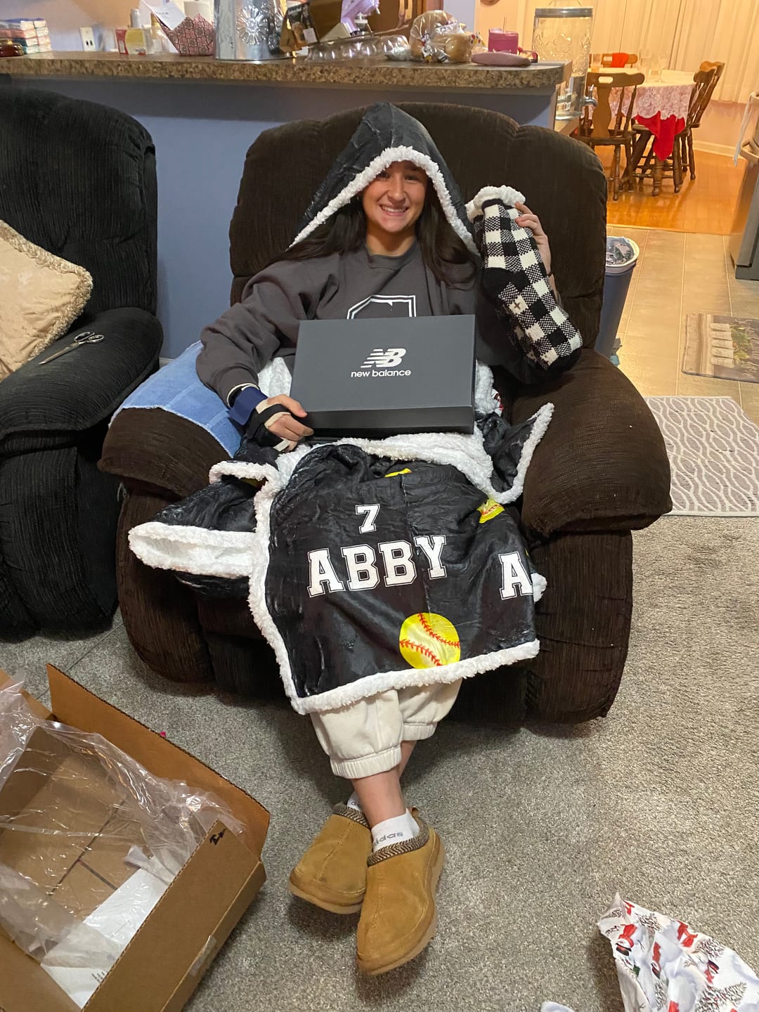 Customer photo review of Just Play - Personalized Wearable Blanket Hoodie - Christmas Gift For Sport Lovers, Sport Players