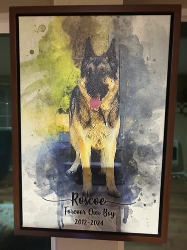 Customer photo review of Pet Watercolor Portrait Custom Wall Art