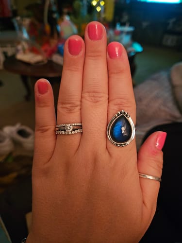 Customer photo review of Teardrop Labradorite Ring Sterling Silver