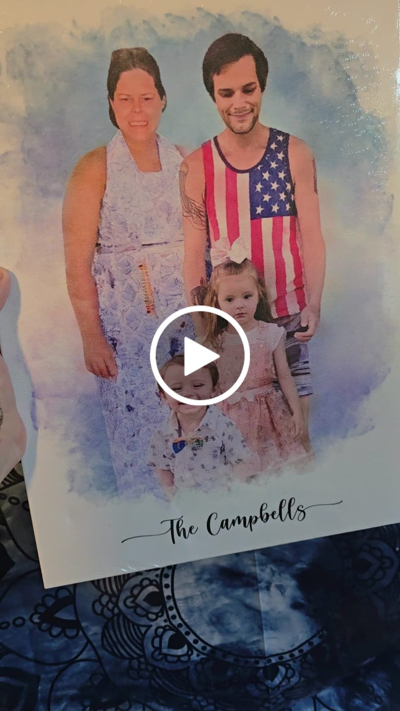 Customer video review of Custom Family Photo Portrait
