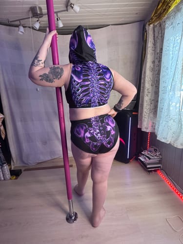 Customer photo review of Purple Skeleton Booty Shorts