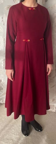 Customer photo review of Long sleeves prom burgundy wool dress 5358