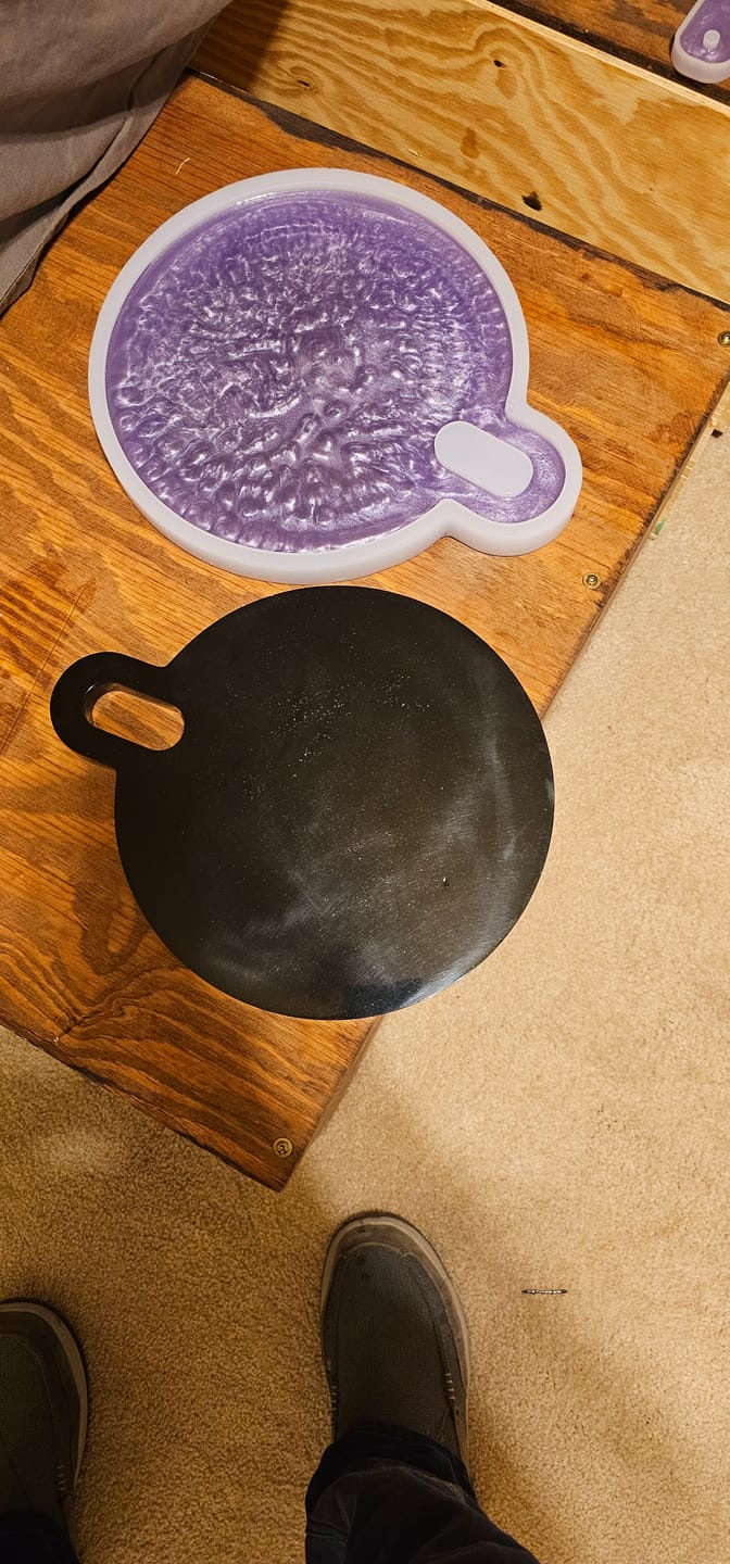 Customer photo review of 12x10x0.75" Small Round Cheese Board With Stadium Handle Silicone Mold