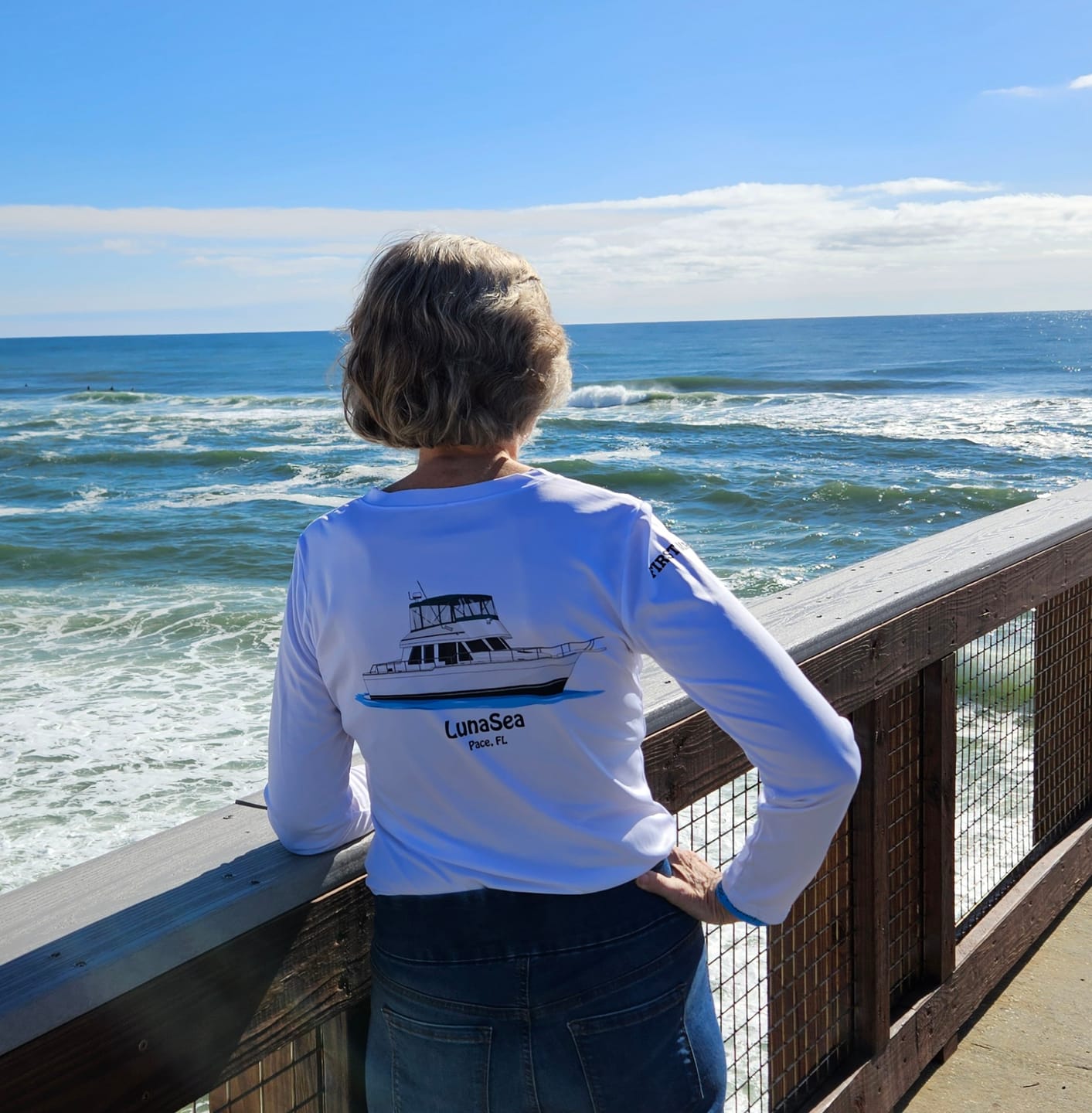 Customer photo review of Womens Captain & Crew Drifit Custom Boat Shirts - Long Sleeve