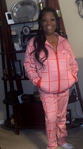 Customer photo review of Delta Houndstooth Track pants