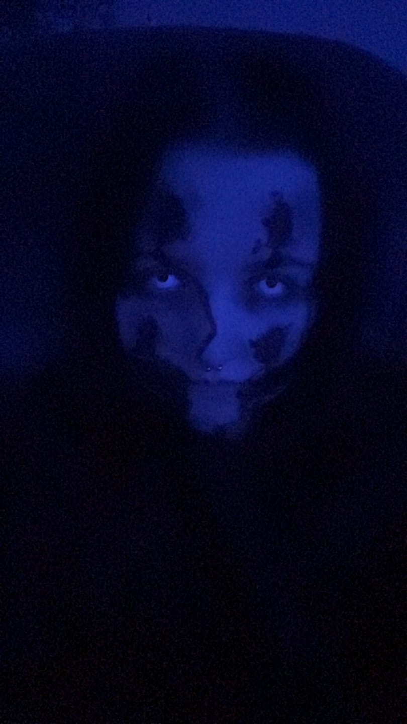 Customer photo review of Halloween Whiteout Prescription Colored Contact Lenses