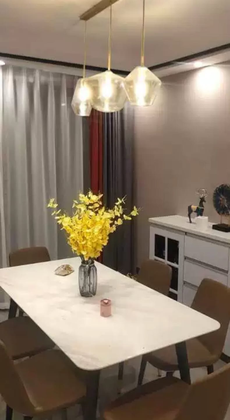 Customer photo review of Modern Minimalist Amber Glass Pendant Light