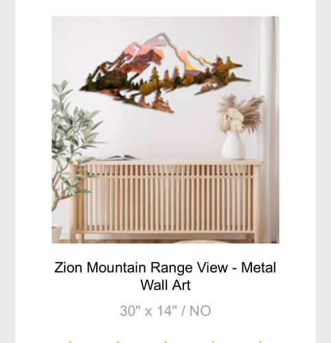 Customer photo review of Zion Mountain Range View - Metal Wall Art