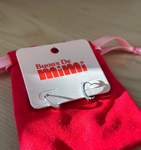 Customer photo review of Evie Crystal Silver Huggie Earrings