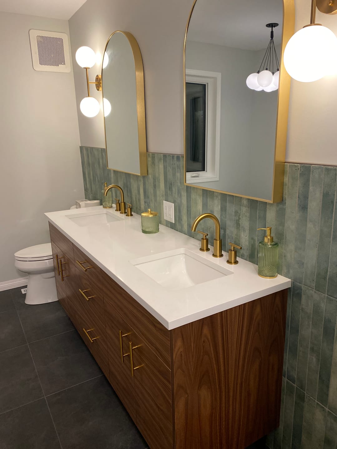 Customer photo review of Austin 72" American Black Walnut Bathroom Vanity, Double Sink
