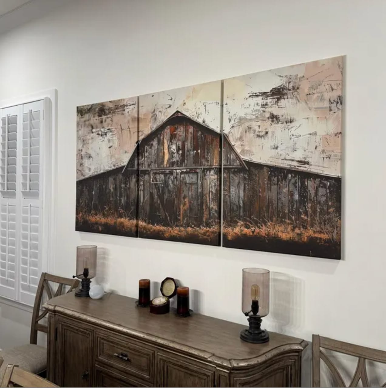 Customer photo review of Rustic Barn Wall Art | Farmhouse Wall Decor Canvas Print | Ready to Hang Barn Decor for Cabin or Country Homes