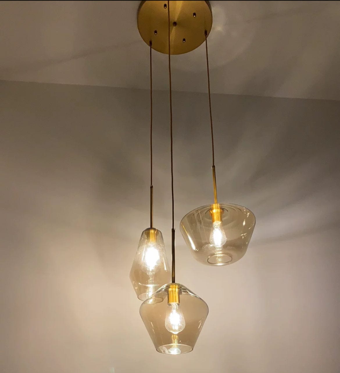 Customer photo review of Modern Minimalist Amber Glass Pendant Light